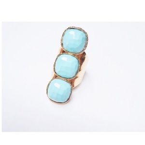 Large Turquoise Ring 14k Gold Plated NWT